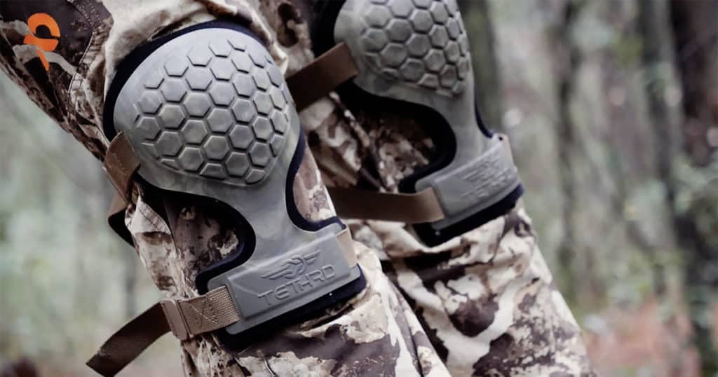 A set of Tethrd knee pads used for staying comfortable while saddle hunting.