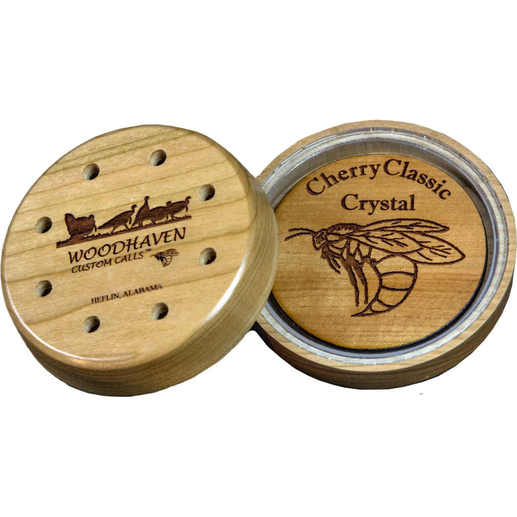 Front and back of the Woodhaven Cherry Classic Crystal friction turkey call.