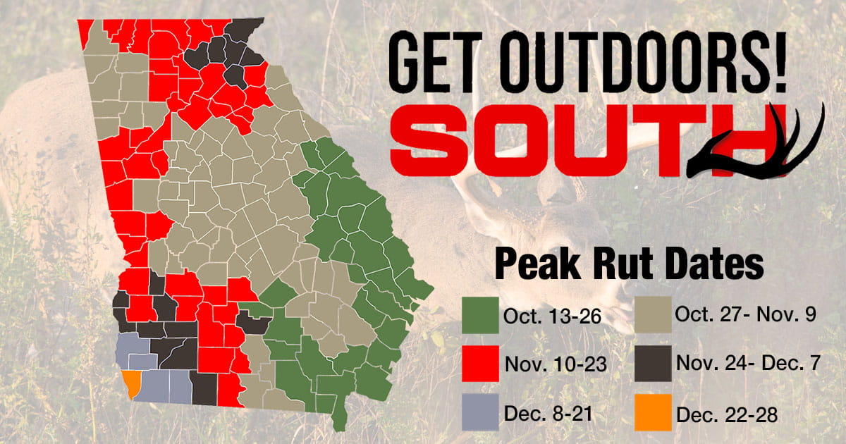 Map of Georgia rut dates by county.
